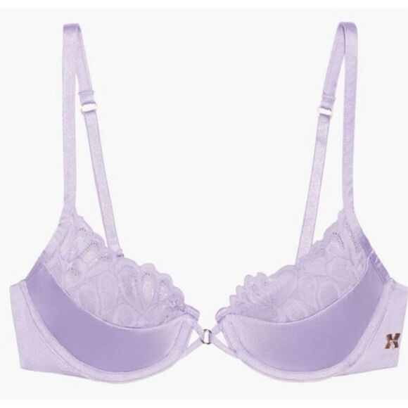 SAVAGE X NOT SORRY HALF-CUP PLUNGE BRA 36DDD lavender lace - Picture 2 of 5